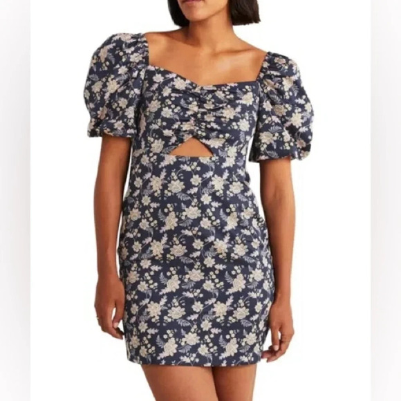 Boden Cut Out Detail Mini Dress Navy Floral Print Women’s Size 8T Tall NWT - Picture 9 of 9